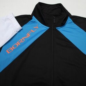Born Fly Track Jacket Mens Extra Large Black Blue White Full Zip Pockets